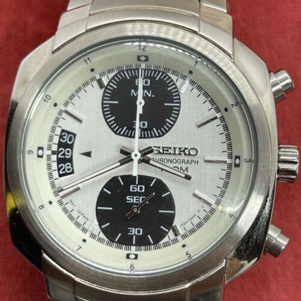 Seiko 7T94-0AF0 Quartz Chronograph JDM Panda Vtg Watch Japan