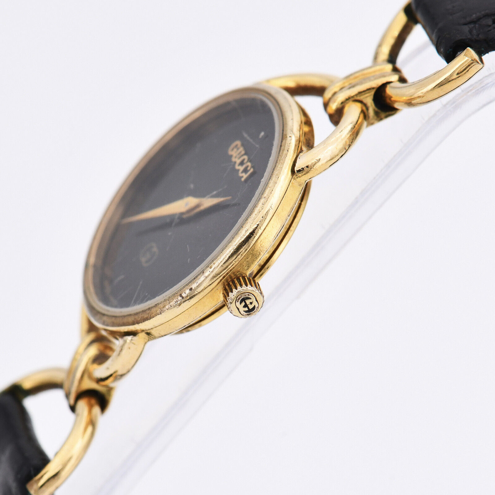 グッチ　6000L　腕時計　レディース　黒　23ｍｍ　ビンテージ　クオーツ 23mm ø - Vintage '80s Gucci 6000L Women's Watch Gold Plated