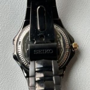 Seiko Coutura Mens Watch 41mm Black Stainless 7D46-0AC0 Kinetic Perpetual 7.25\