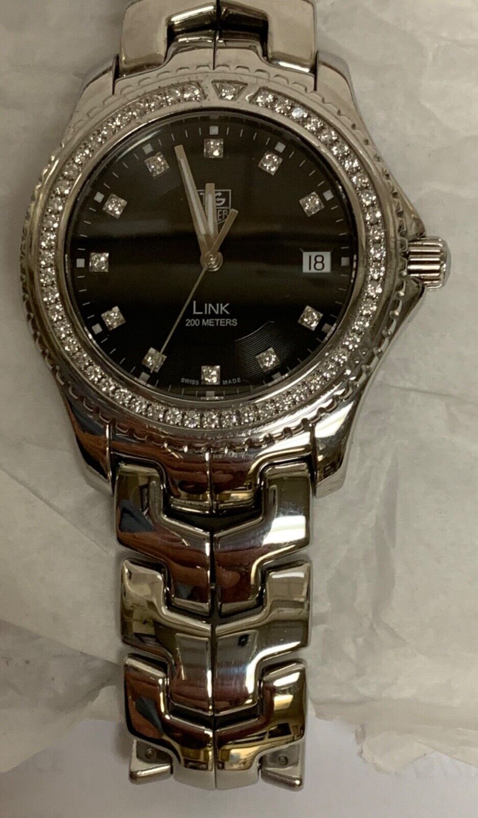 Tag heuer link store diamond bezel mens