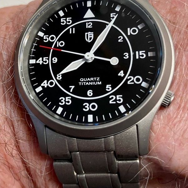 [60 USD] FS Berny Titanium Pilot Watch V2 Seiko Sweeping Second Hand Quartz Movement NIB