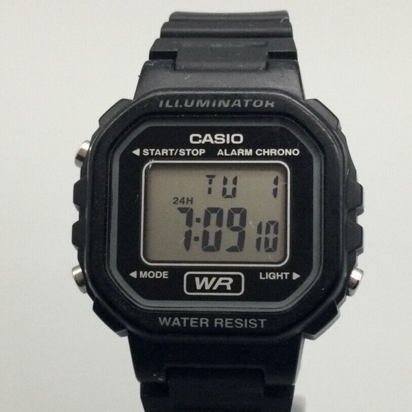 Casio Illuminator Digital Watch Women Black 3298 F105 New Battery