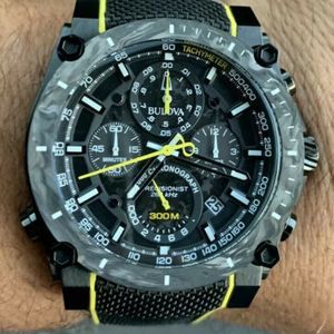 Bulova Precisionist Men s 98B312 Quartz Chronograph Black Rubber Strap Watch WatchCharts Marketplace