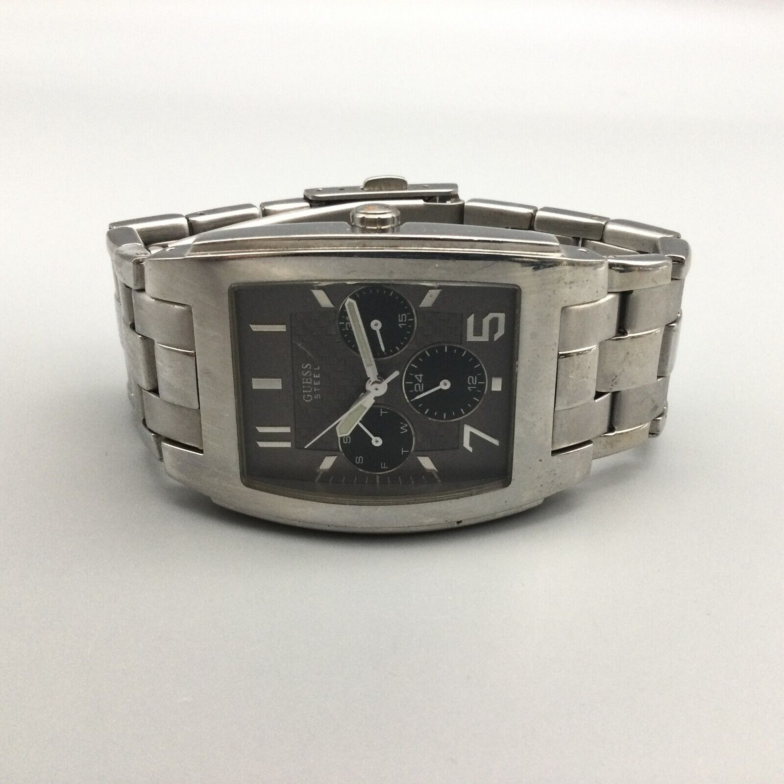 Guess Silver Rectangular Dial Watch with date Guess Steel Watch Men Silver Tone Rectangle Dial Day Date  main image 2