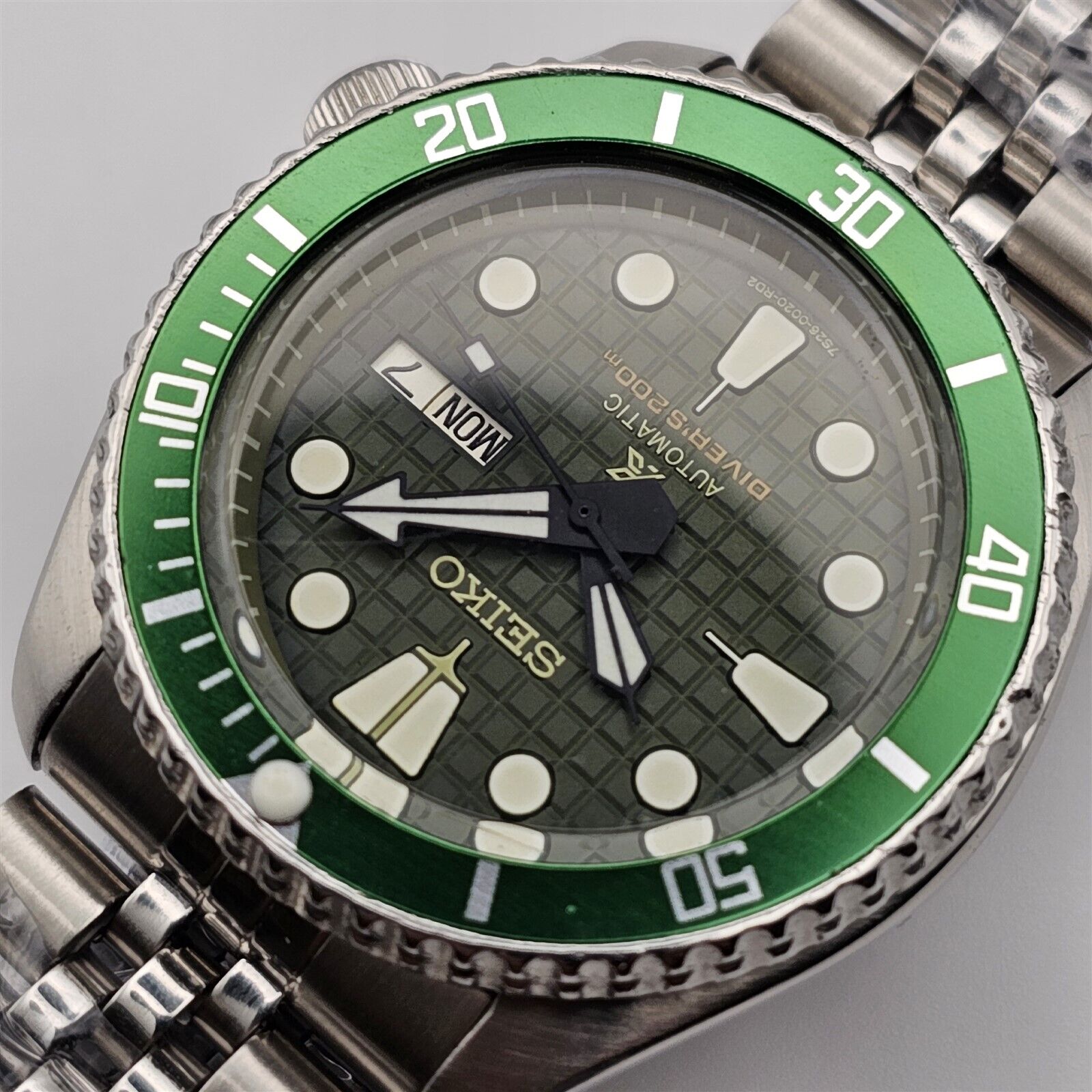 00 SEIKO 7S26 0020 SKX007 MENS GREEN WAFFLE PROSPEX 0N7248 EU SHIP