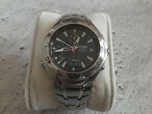 Citizen 0580-S004039 Alarm Chronograph WR 100 Black Dial Watch