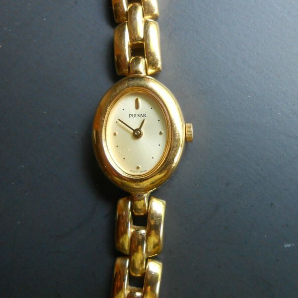 Ladies Gold Tone Vintage Pulsar Wristwatch V810-X033 Runs Great NEW ...