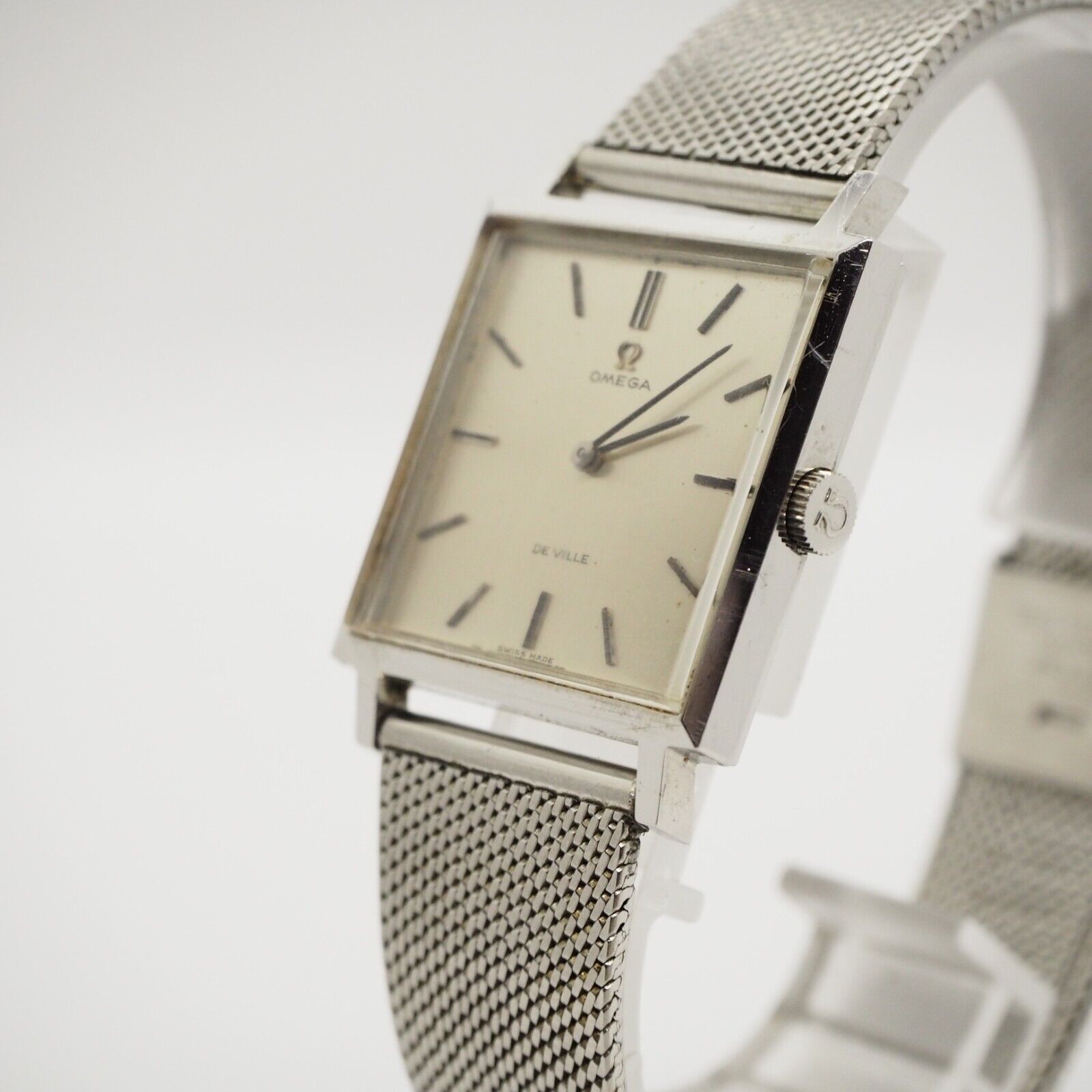 Omega Deville Watch Men's 27mm Silver Square Manual Vintage