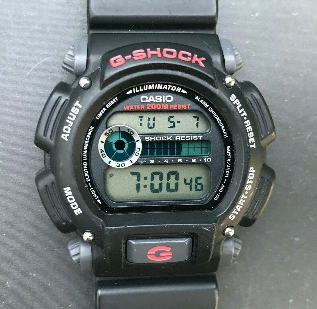 Casio G Shock Dw 9052 1v 3232 Black W Red 45mm Men S Sports Wristwatch Watchcharts