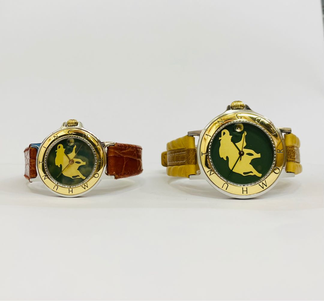 時計 hunting World 18k Rare Hunting World Classics Solid 18K Gold Bezel Couple Watch