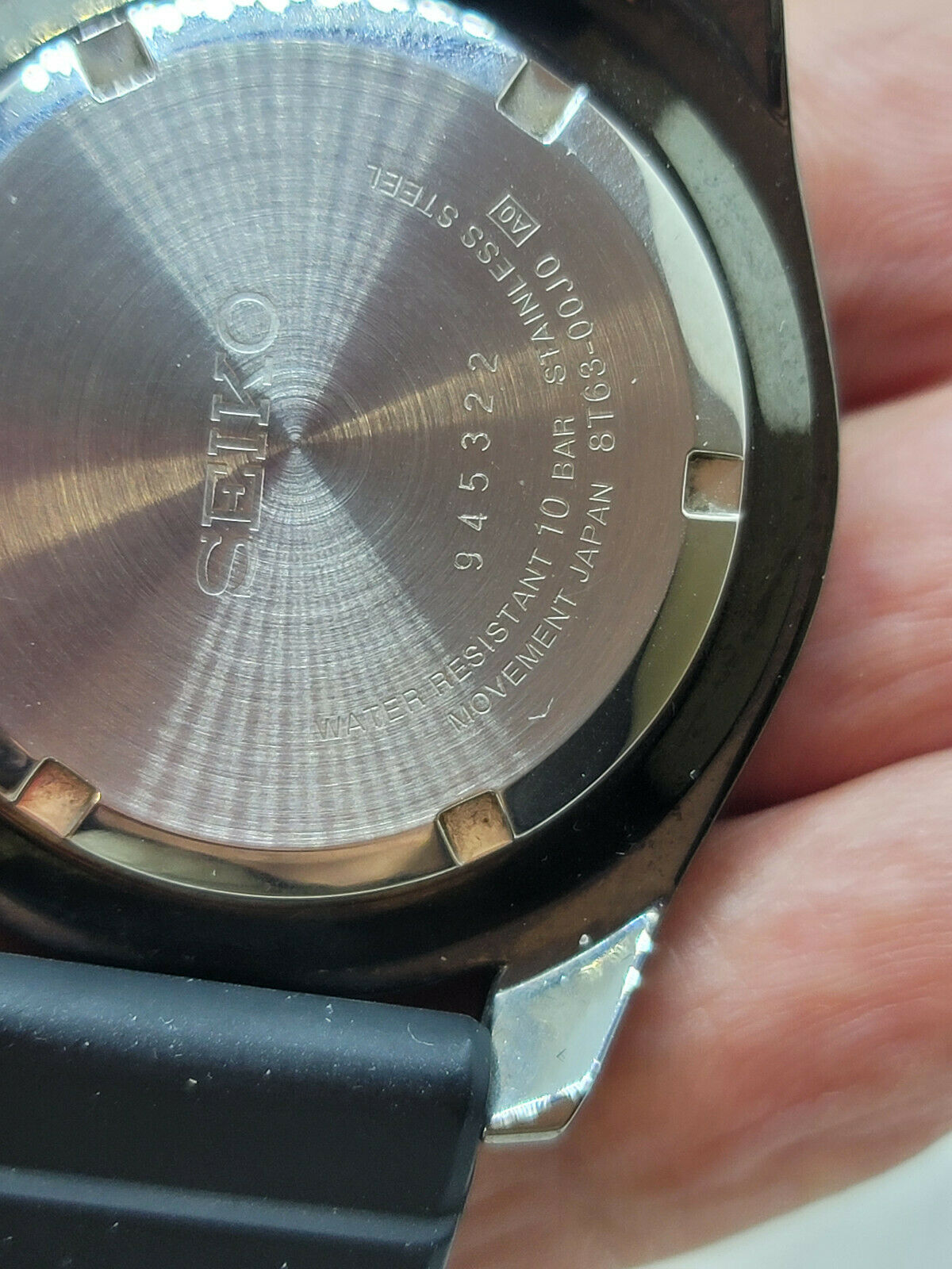 Seiko 8T63-00J0 Men's Chronograph Black & Blue Watch Working Need New  Crystal | WatchCharts
