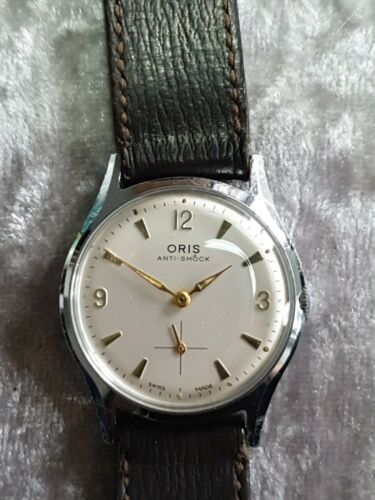 Chrome Plated Mens Vintage Oris 7 Jewel 581 KIF Anti Shock