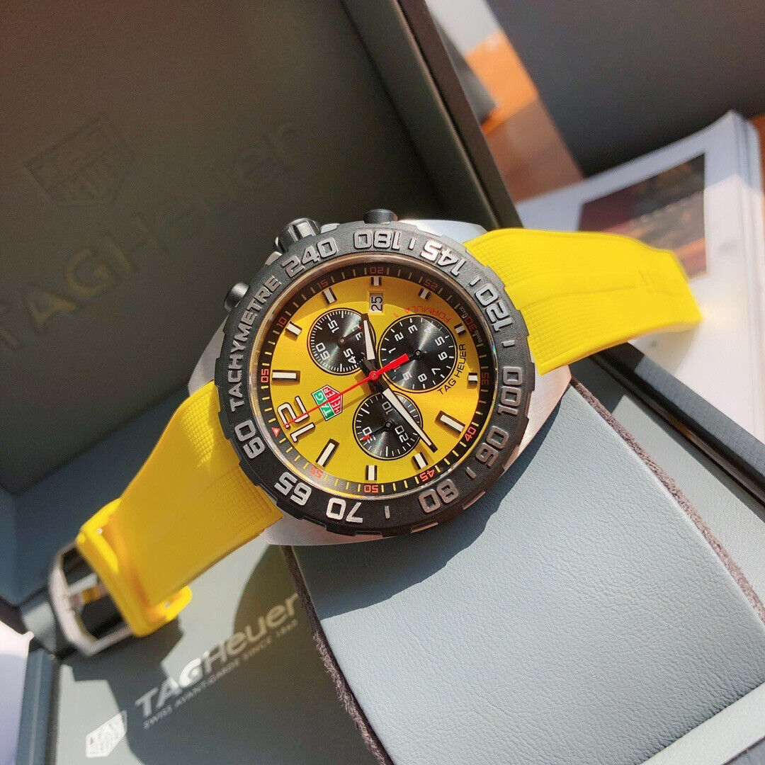 Tag Heuer 43mm Formula 1 Chronograph Yellow Quartz Men's Watch CAZ101AM ...