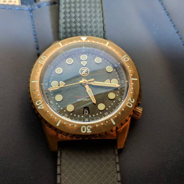 ZELOS Mako Bronze Meteorite Dial Diver $500 | WatchCharts Marketplace