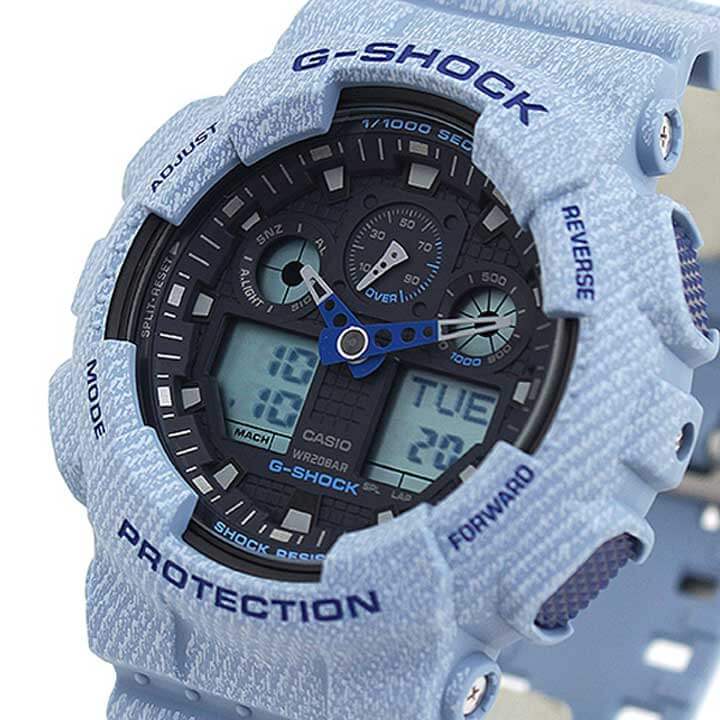 Casio Casio G Shock G Shock G Shock Watch Watch Men S Urethane Analog Blue Blue Denim Overseas Model Ga 100de 2a Employment Celebration Entrance Celebration Graduation Celebration Son Boy Birthday Gift Male Boyfriend Husband Husband Gift