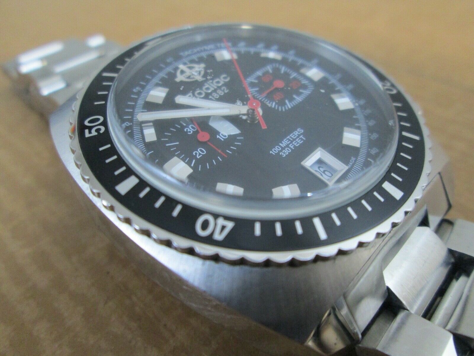 Vintage Mens Zodiac Seadragon Z02258 Chronograph Watch Sea