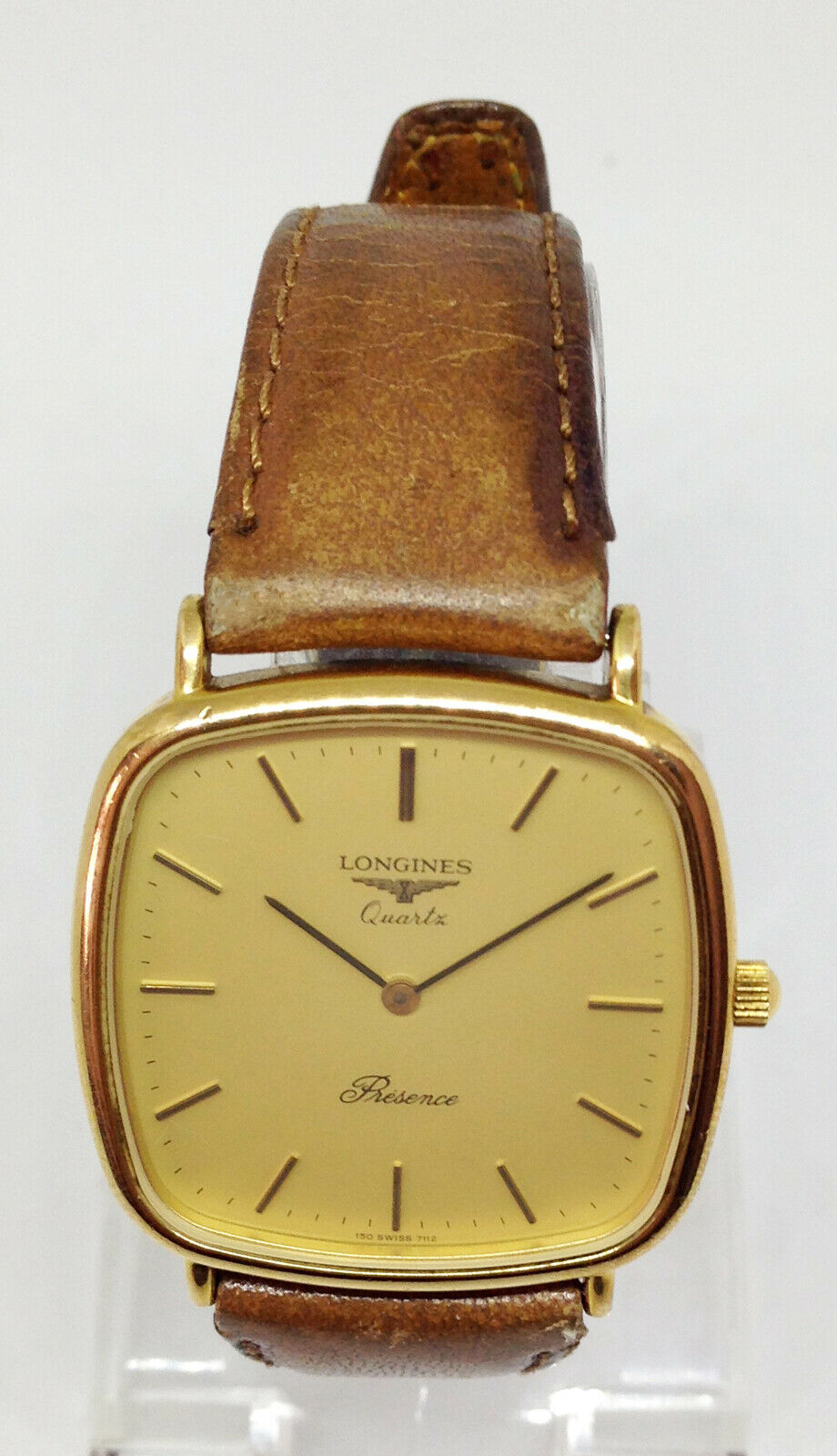 Vintage Men s LONGINES Presence Quartz Watch. 31mm Case. Gold Dial