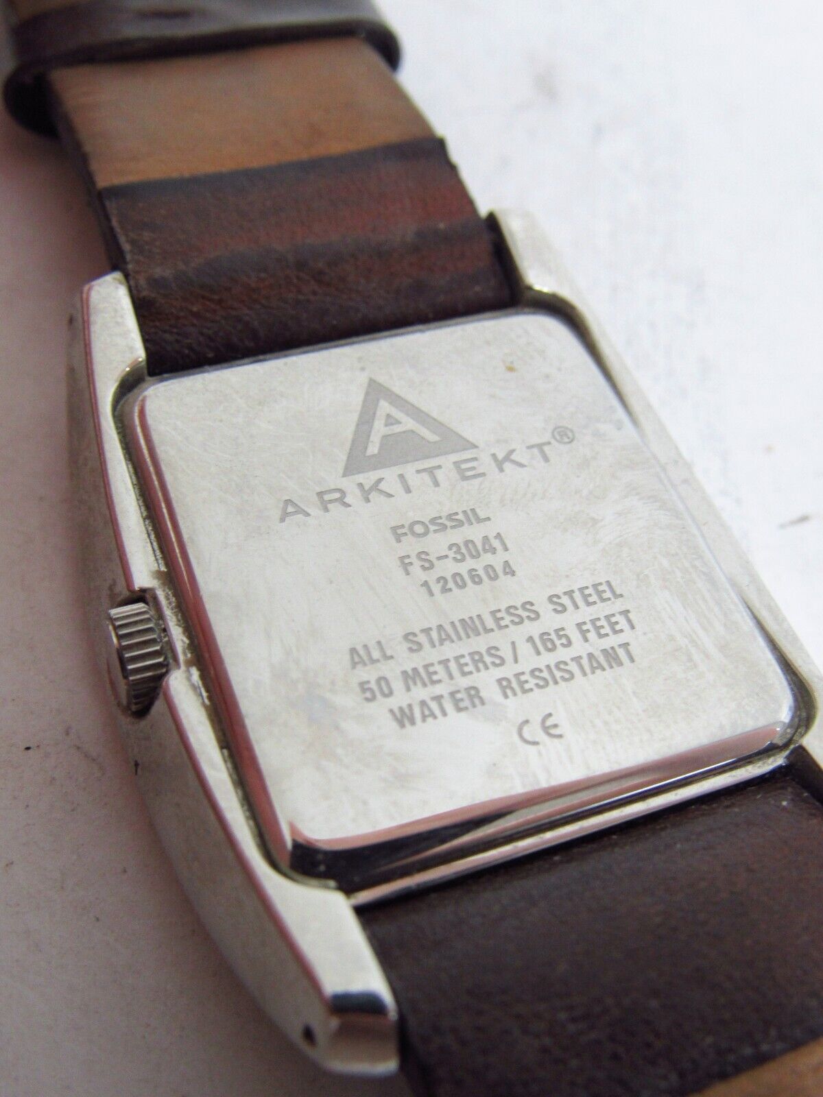 Fossil Arkitekt FS 3041 Leather Stainless Steel Men s Wristwatch Needs Battery WatchCharts Marketplace