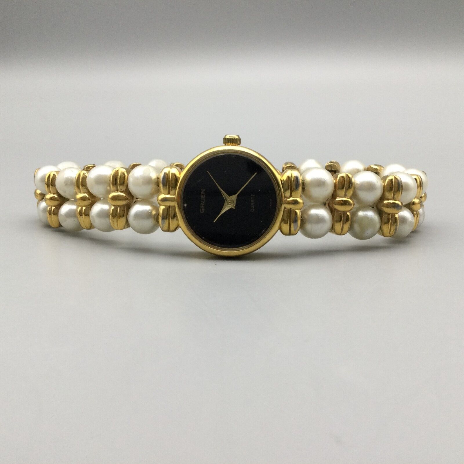 Gruen Gold-Tone Women\'s Bracelet Watch with Black Dial with New Battery Gruen Watch Black and Gold - Etsy main image 4