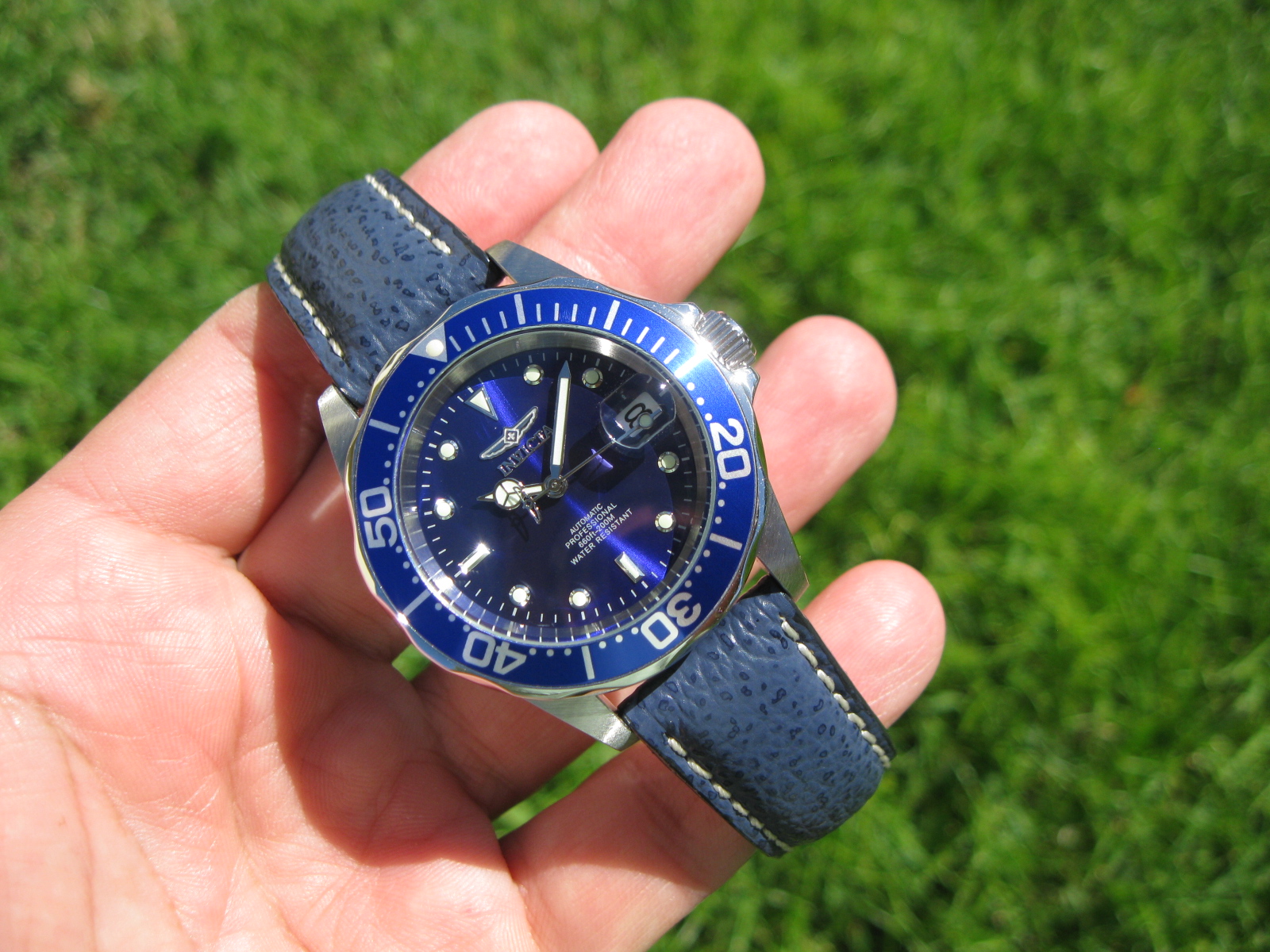 FS Invicta 9094 Blue Dial 40 mm Pro Diver NH35 Automatic Watch on Rios Shark Strap 89 WatchCharts