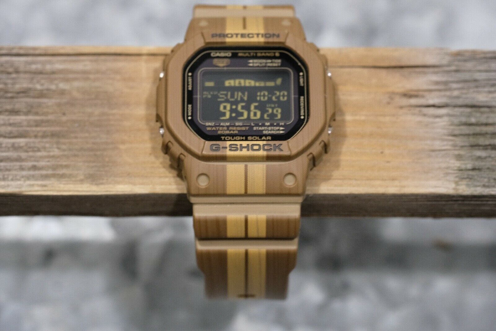 Casio G-Shock GWX-5600WB-5 Solar Atomic Wood Grain Mens Watch