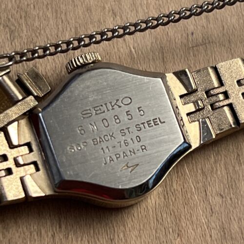 (911)Vintage Ladies Seiko Stainless Steel Mechanical Watch 11-7610 Vintage Seiko Wind Up Gold Plated Women main image 4
