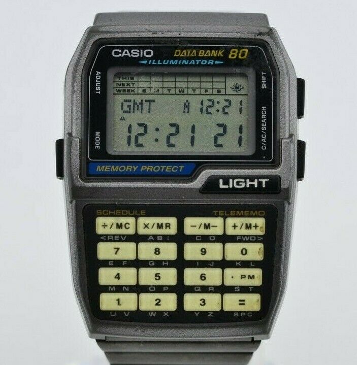 Vintage Casio Calculator Data Bank 80 Watch DBC-810 MOD.1476 Japan 