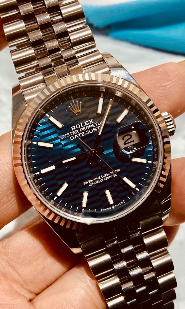 Blue♣︎B1 Rolex Datejust 36 Blue Motif Stick Dial | WatchCharts Marketplace