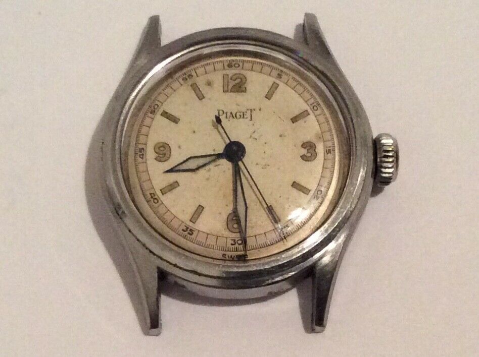 Estate Vintage Piaget Military Stainless Steel Luminous Hands