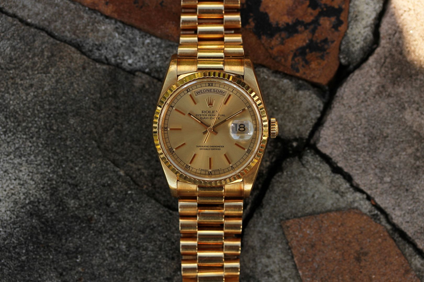 1990 Rolex Day Date President ref. 18238 Yellow Gold Papers