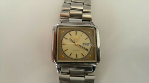 vintage Seiko 5 automatic rectangular case tv dial watch 6309 5460