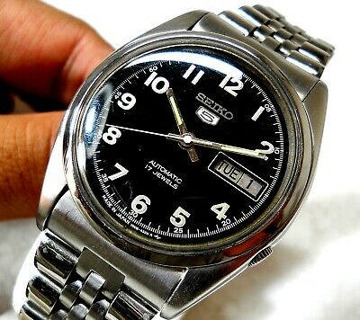 SEIKO 5 AUTOMATIC DAY DATE BLACK NUMERAL LUMINOUS DIAL CLASSIC