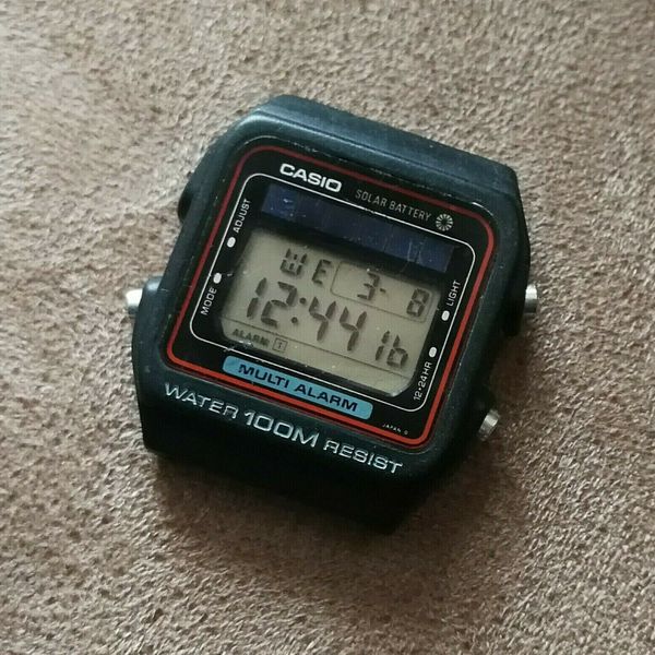 vintage casio w-600 multi alarm solar battery lcd watch module 242