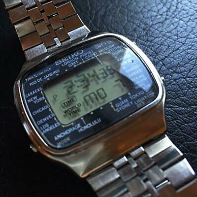 SEIKO WORLDTIME A708-5000 80's digital Quartz watch stainless