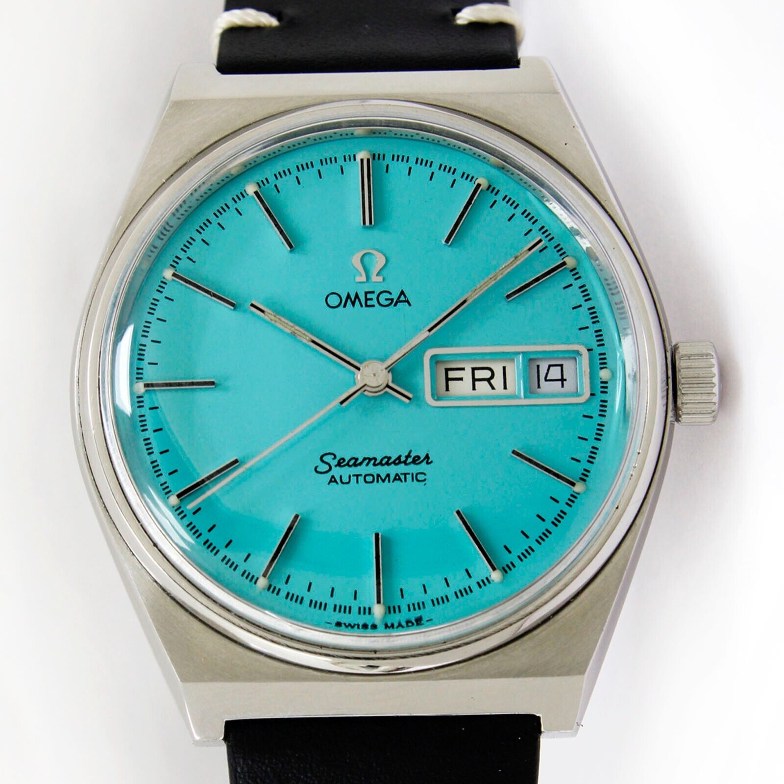 1975 Omega Seamaster Automatic D D Turquoise Vintage Watch Early