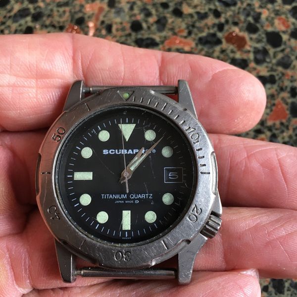 Vintage 1980's SCUBAPRO Titanium Dive Watch, 200 Meters, Quartz Mvt
