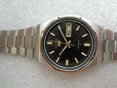 RARE VINTAGE ST STEEL BLACK DIAL 7009 8660 SEIKO 5 MEN S AUTOMATIC