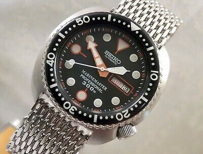 Huge Seiko Turtle Submariner Shark Mesh Automatic Day/Date Diver