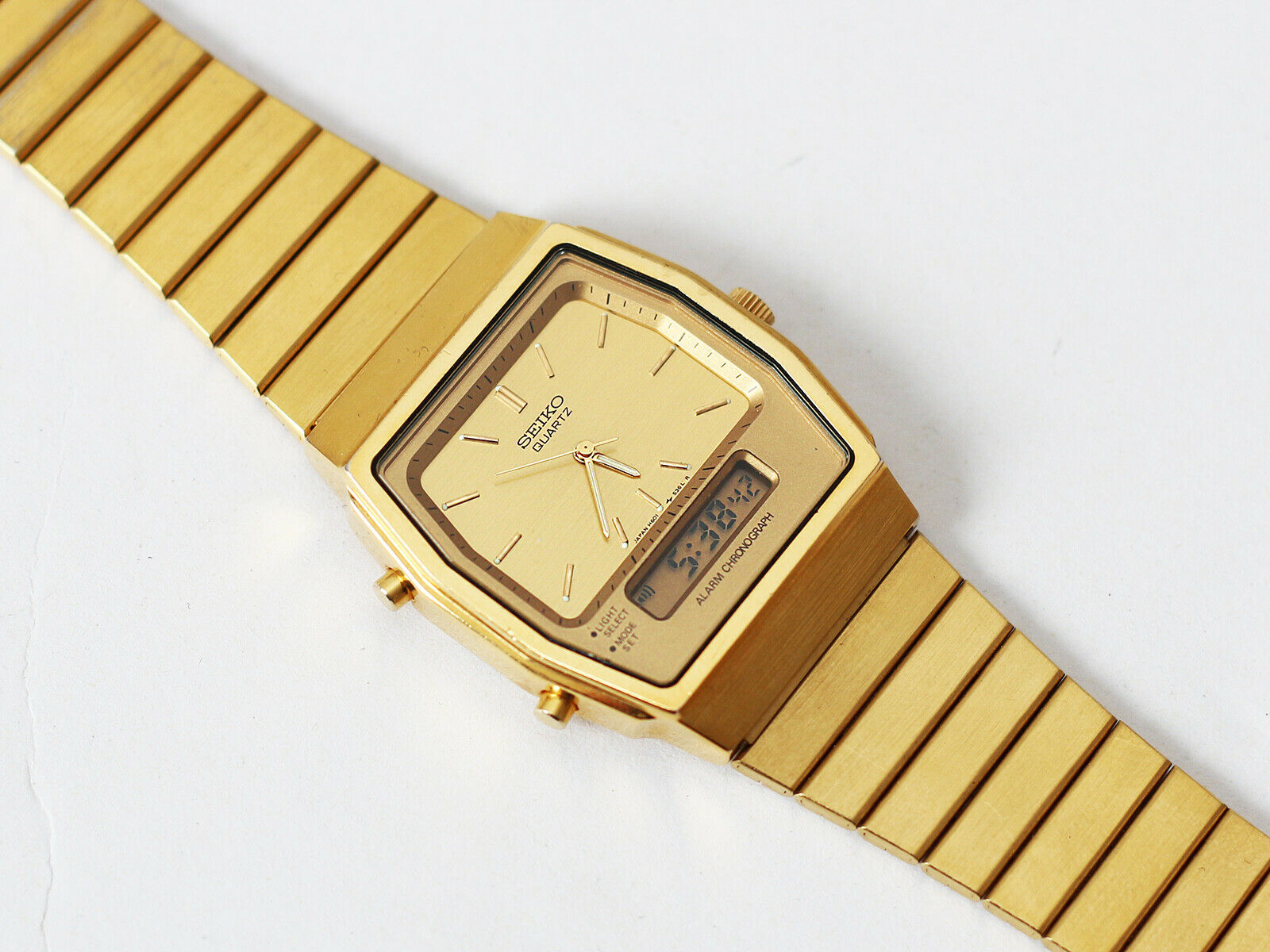 Vintage Seiko H601-5400 Analog Digital Men's Gold Tone Quartz