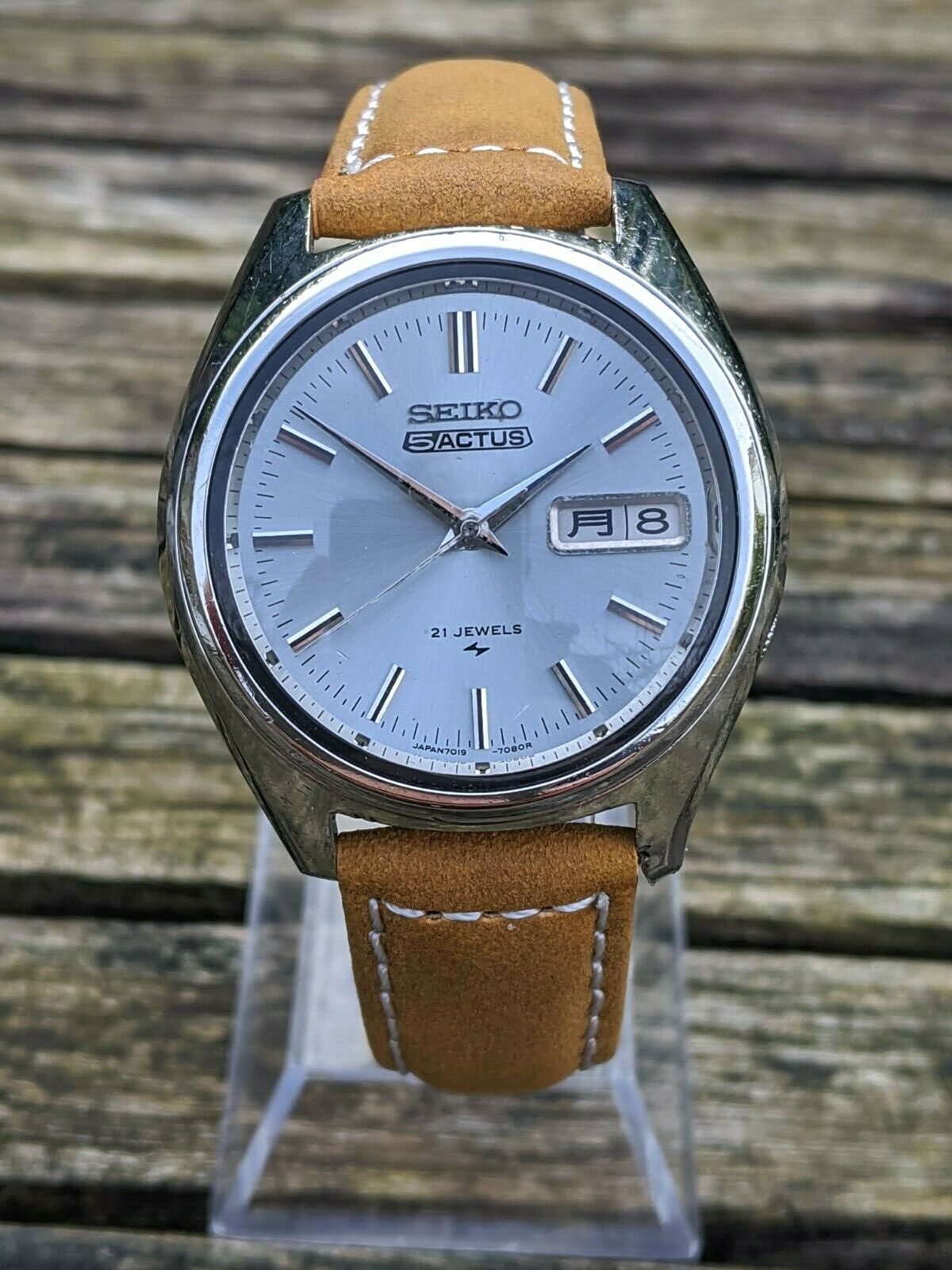 Seiko 7019-7060 5 Actus Silver-Mauve dial Kanji - Excellent