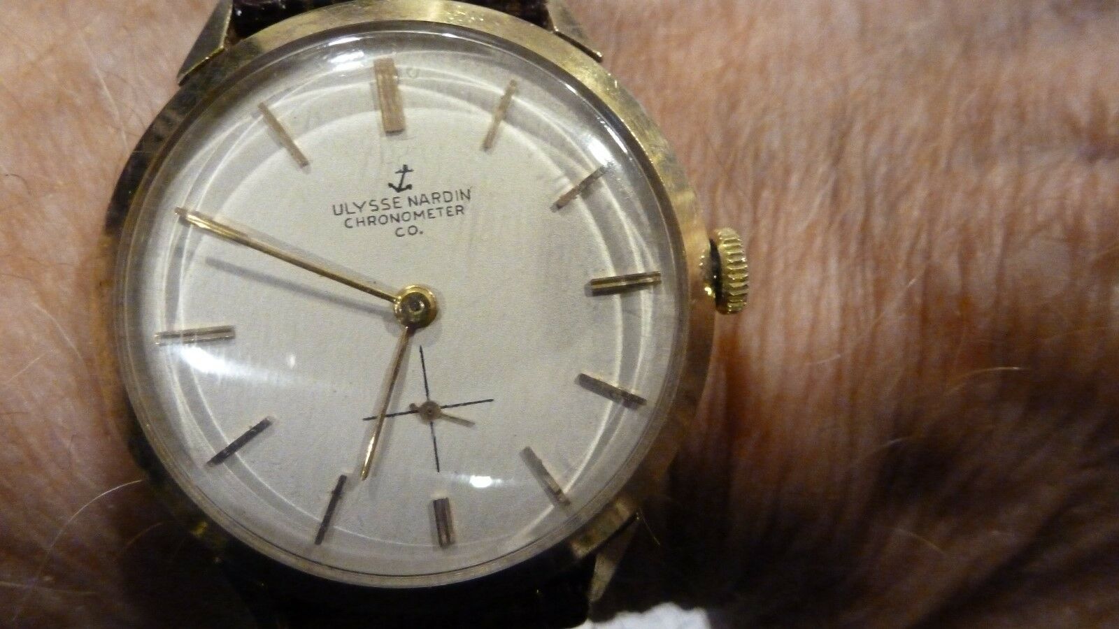 VINTAGE 1940s MENS ULYSSE NARDIN CHRONOMETER 14K SOLID YELLOW GOLD