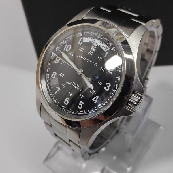 Montre Hamilton Khaki Field King Automatique - Modèle H644550, Cadran Noir, Bracelet Nato, Occasion