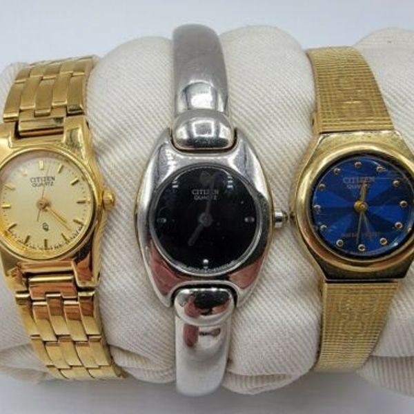Vintage Ladies Citizen Gold Tone Quartz Watches 5930 & 5421 New