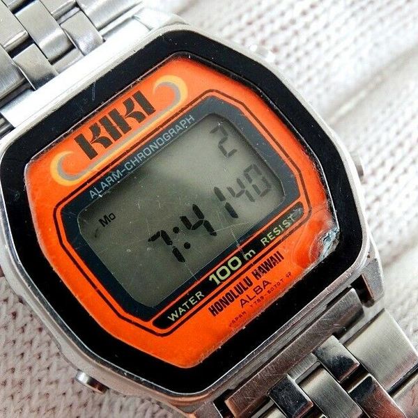 SEIKO ALBA AKA KIKI Honolulu Hawaii Y789-5070 ORANGE Vintage