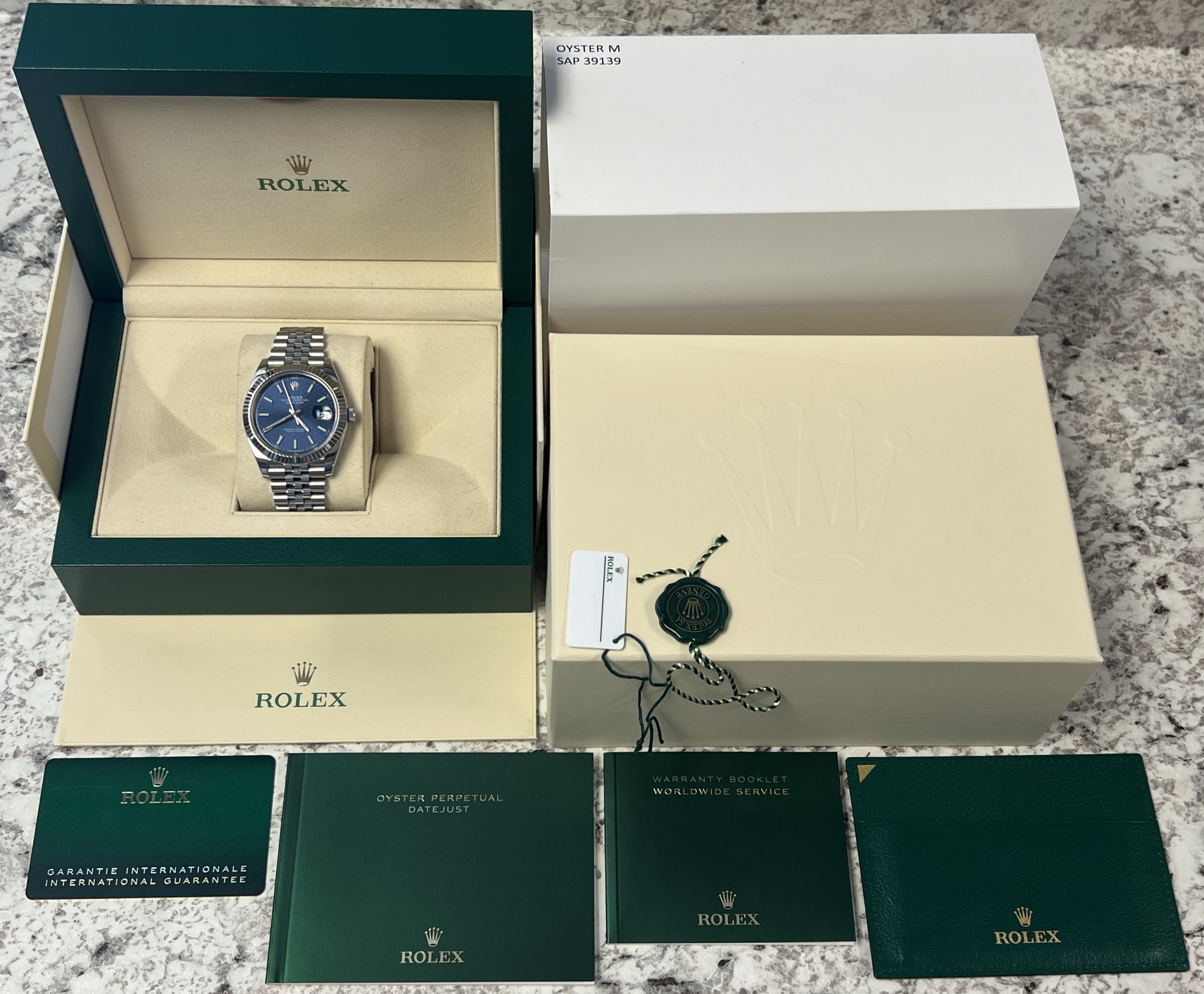 Rolex Datejust 41 Blue Dial Jubilee Stainless Steel White Gold