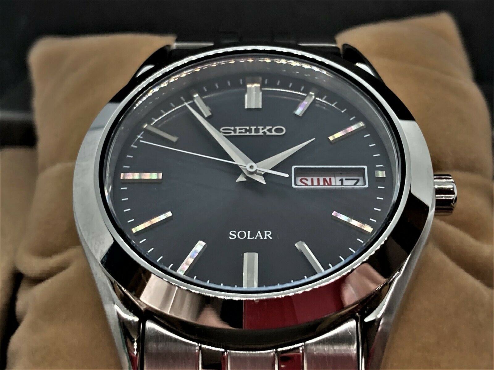 Auth SEIKO Spirit Solar Men's Wristwatch Watch Black Dial