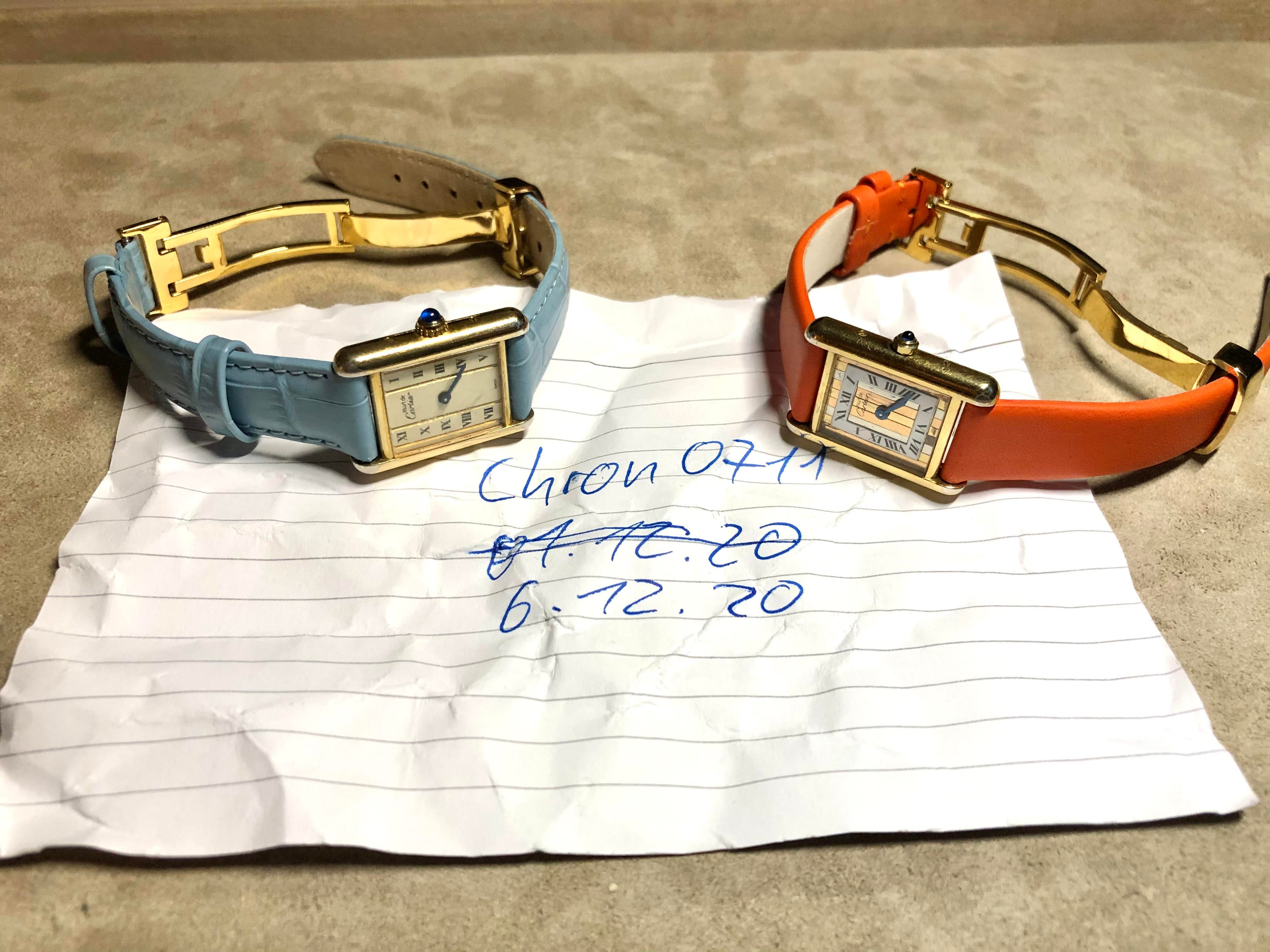 WTS 2x Cartier Tank Vermeil 20x28mm 925 Silver gold plated case