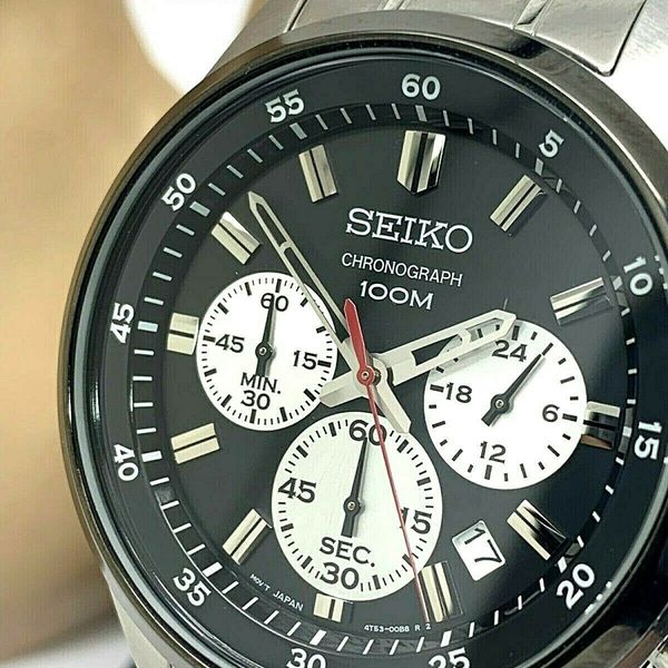 Seiko SKS593 Men's Watch Black Dial Chronograph Silver Stainless Steel 4T53- 00B0 | WatchCharts