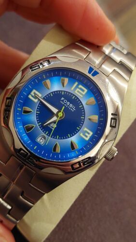 FOSSIL 腕時計 Fossil Blue Watch Silver Tone All Stainless Steel Round