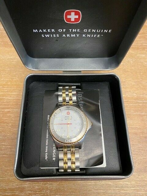 Wenger Swiss Military Date Stainless Steel Gold & Silver Wenger Swiss Military Date Stainless Steel Gold & Silver